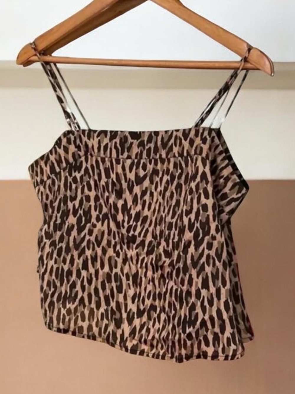 URBAN OUTFITTERS Spaghetti Strap‎ Cropped Animal Print Top Size Small Brown